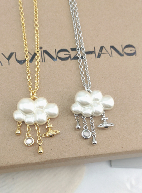 云朵珍珠项链流苏土星雨滴锁骨链