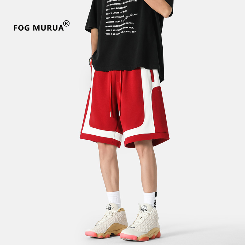 FOG MURUA短裤男士2024夏季新款潮牌复古撞色拼接宽松休闲五分裤 - 图0