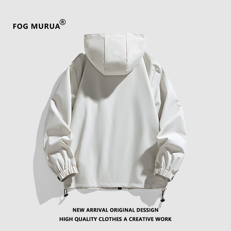 FOG MURUA美式机能风冲锋衣纯色连帽男复古宽松潮流山系户外外套B