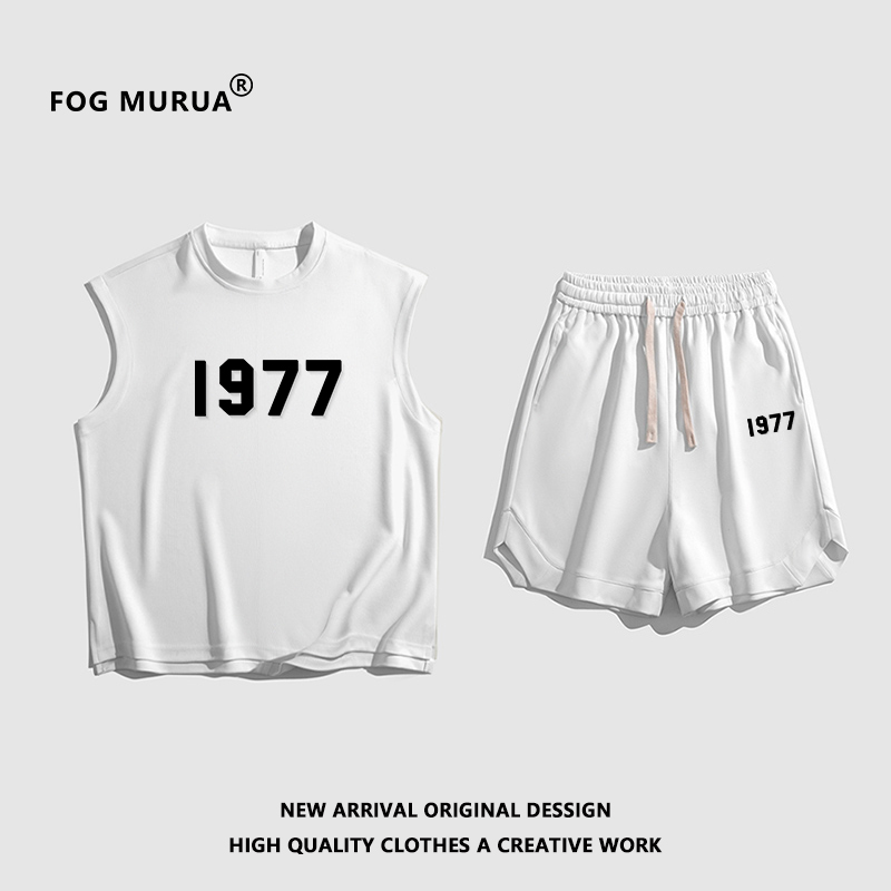 FOG MURUA2024第七季主线新款情侣1977无袖T恤背心套装潮牌高街男 - 图1