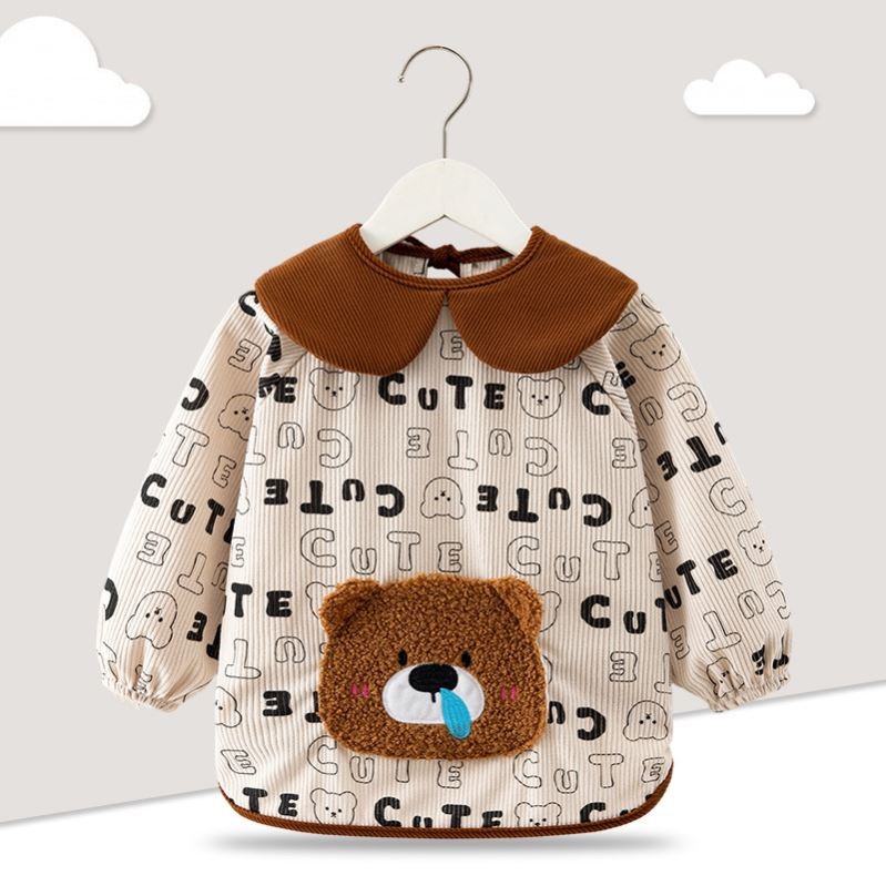 Baby boy's smock waterproof and dirt-proof children's bib corduroy