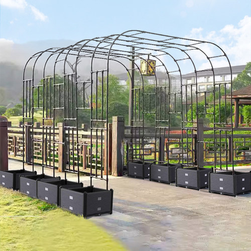 拱门花架爬藤架种植箱庭院园艺拱形攀爬架别墅室外户外顶楼葡萄架 - 图0