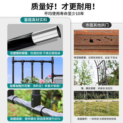 拱门花架爬藤架种植箱庭院园艺拱形攀爬架别墅室外户外顶楼葡萄架 - 图2