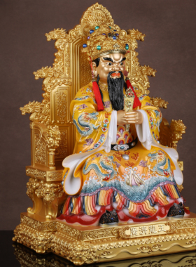 汉白玉广济龙王神像供奉摆件