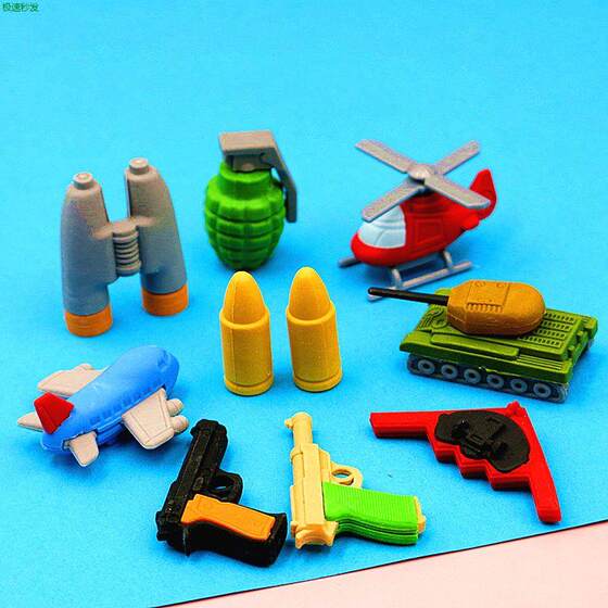 Fighter eraser cartoon creative boys spaceship rocket eating chicken tank elephant skin car assembling toy