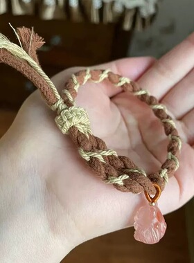 现货川料冰飘南红九尾狐配藏式风手绳开口可调节女手链 附证