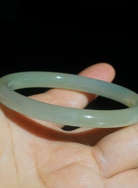 内径53.5天然和田玉手镯青白玉方圆细条时尚油润玉石小手镯