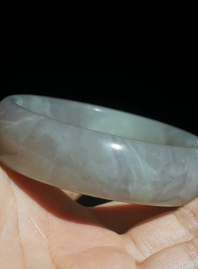 内径58mm和田玉手镯天然正品轮胎圈手镯带紫色