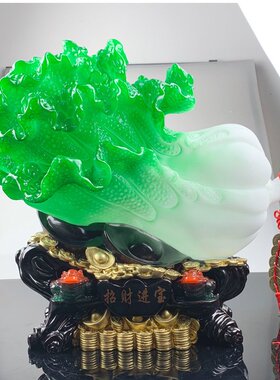 厂家直销 加大号招财进宝玉白菜摆件 创意招财中式商务礼品