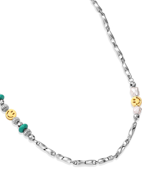 莫比乌斯笑脸拼接项链 小众原创设计潮流百搭
