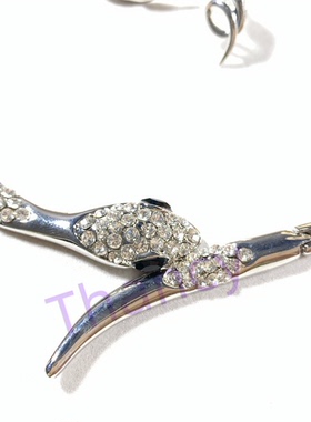 中古蛇造型银色项圈耳钉套装