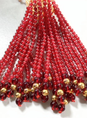 立体密镶水晶酒红色琉璃石头项链