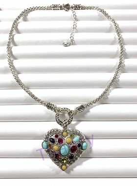 唯美气质百搭银色爱心吊坠项链