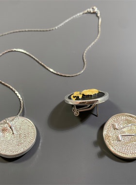 Vintage中古法式风黑金撞色玫瑰