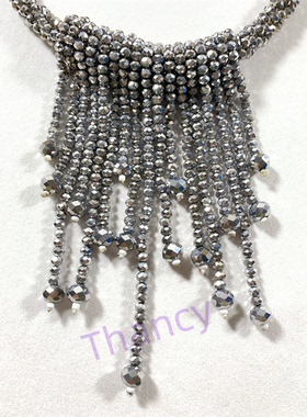 银灰色玻璃水晶流苏套装