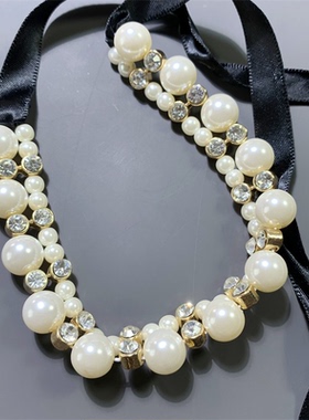 Vintage中古可调节丝带款琉璃珍