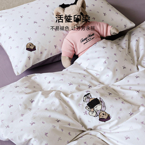 TeenieWeenie小熊全棉床上用品四件套2025新款碎花刺绣纯棉三件套 - 图2