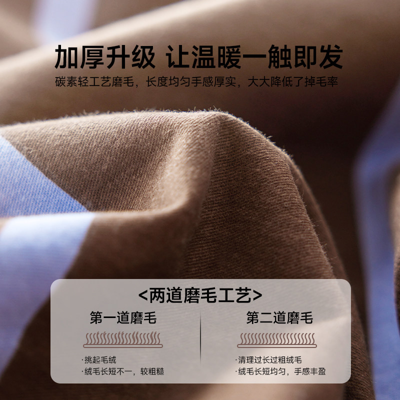 TeenieWeenie美拉德风全棉磨毛四件套纯棉冬季加厚条纹被套罩床单,淘宝优惠券,粉丝福利购,淘宝优惠卷