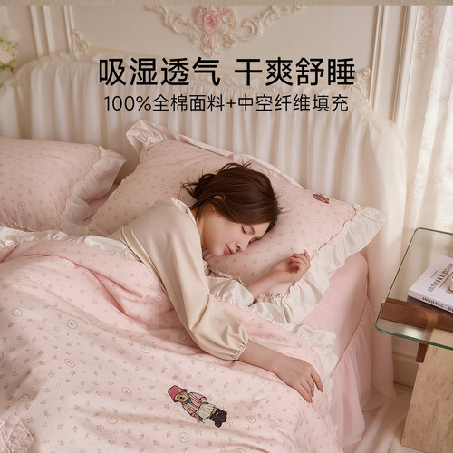 TeenieWeenie空调被纯棉全棉夏凉被学生宿舍可机洗公主风薄被子 - 图1