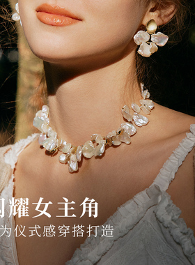 何方珠宝花瓣珍珠项链女