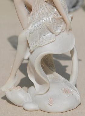 新款直销结婚礼物欧式白色天使坐姿花仙子摆件树脂工艺品朋友生日