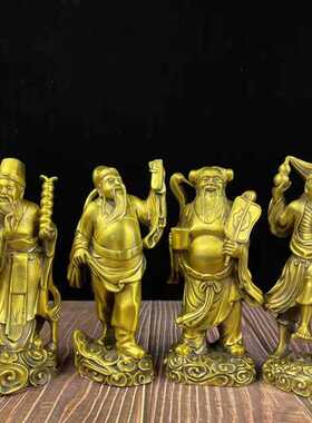 新款直销古玩杂项铜器黄铜摆件八仙一套金属工艺品办公场所纸盒包