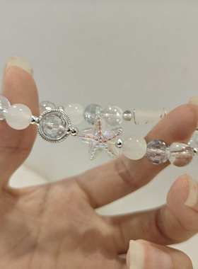 敦煌金色平安锁琉璃珠手链新中式爆花珠月亮手环小众个性情侣手饰