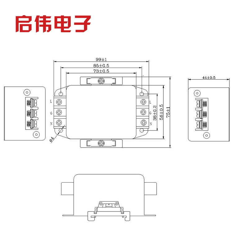 台湾KEILS电源滤波器220V端子台10A20A30A交流单相CW4L2-20A-R-图1