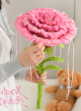 扭扭棒手工花康乃馨送妈妈母亲节礼物创意自制diy材料仿真花装饰