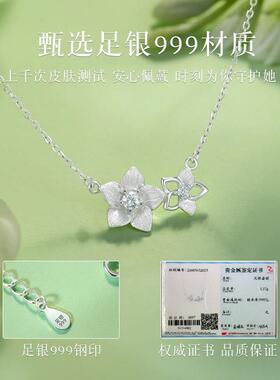 桔梗花项链S999银女小众设计高级感2026新款520情人节礼物送女友