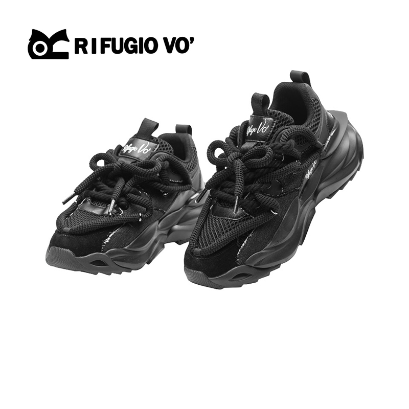 RIFUGIO VO'厚底黑色老爹鞋新款春秋增高休闲百搭情侣爆款运动鞋,淘宝优惠券,粉丝福利购,淘宝优惠卷