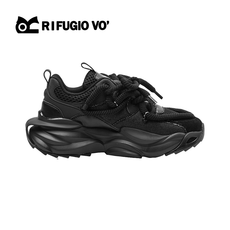 RIFUGIO VO'厚底黑色老爹鞋新款春秋增高休闲百搭情侣爆款运动鞋,淘宝优惠券,粉丝福利购,淘宝优惠卷