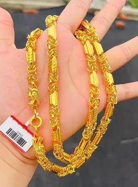 黄金项链男幻彩布纹龙霸气龙骨颈链9999足金包银5D工艺大金链子