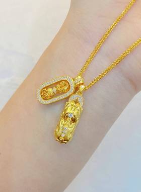 言德珠宝貔貅金刚杵套链项链言德金包银自带NGTC证书