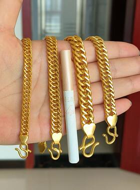 金包银黄金马鞭手链男女款ins小众999足金24k轻奢霸气老板链情侣
