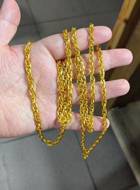 金包银项链男水波纹项链黄金999大金链子小众轻奢足金气质不掉色