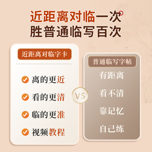 近距离临摹字卡钢笔字帖大学生初学者成人练字古诗词常用字笔画笔顺练字本硬笔透明六品堂李六军临帖字帖对临卡楷书字帖 - 图0