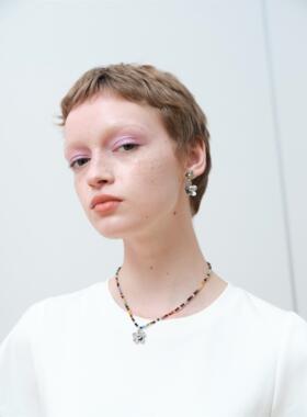 RedRef 彩色珠串金属花朵项链