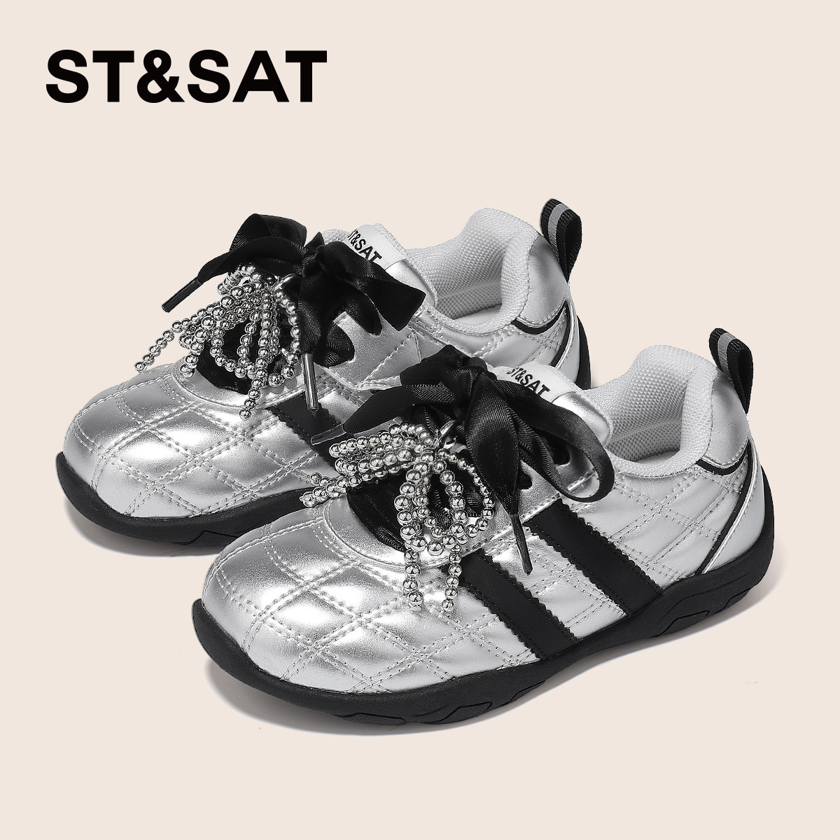 星期六童鞋女童板鞋2025秋季新款女孩小香风德训鞋女生轻便休闲鞋,淘宝优惠券,粉丝福利购,淘宝优惠卷