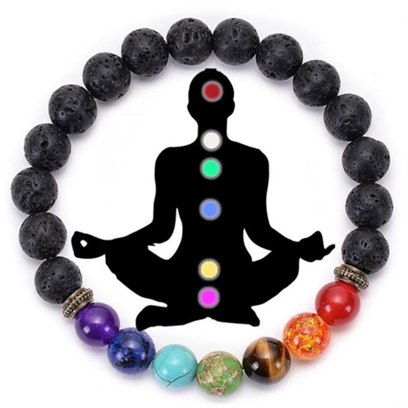 Natural Lava Stone Beads Healing Balance Chakra Charm Bracel - 图2