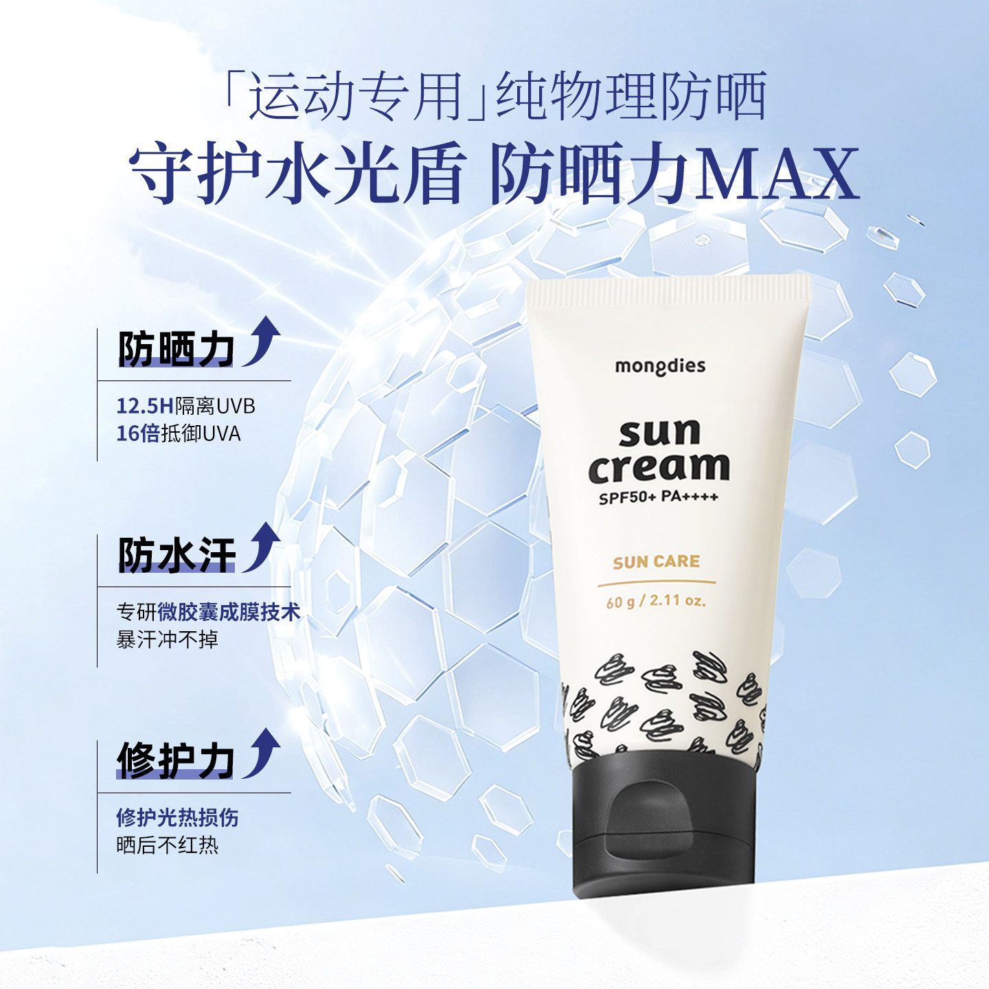 Mongdies梦丽多日运动型防晒霜婴儿童高倍纯物理防晒乳液宝宝专用