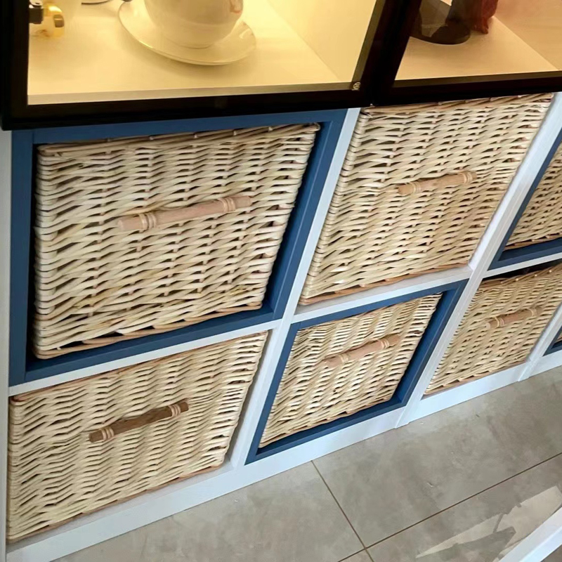 定做订制藤编收纳筐异形转角抽屉杂物盒柳编储物篮柜子格子整理箱 - 图2