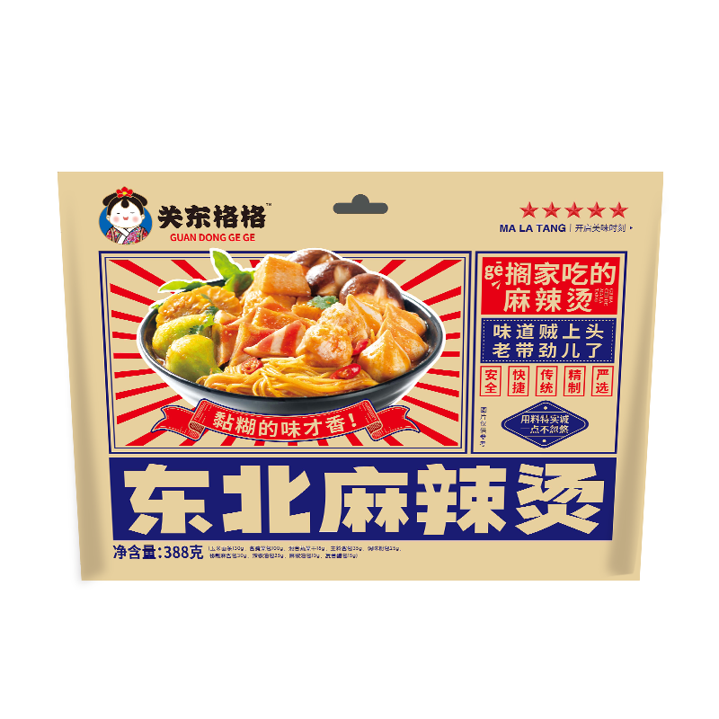 关东格格麻辣烫388g/袋正宗东北老式大碗粘糊麻辣烫方便速食自煮 - 图3