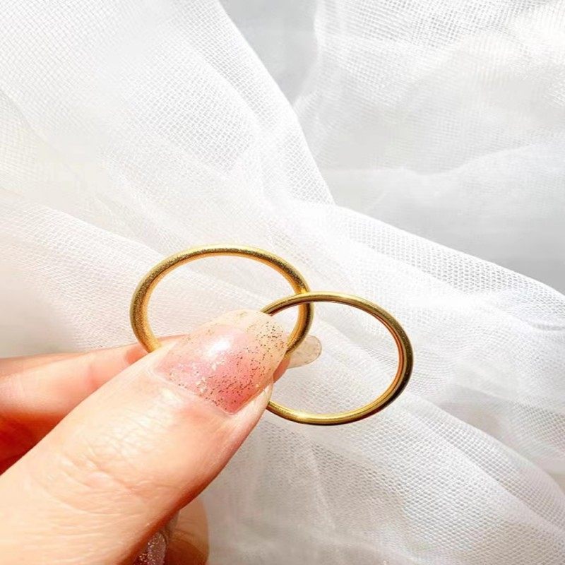 素圈戒指女不掉色古法传承沙金指环素戒轻奢时尚送闺蜜女友礼物