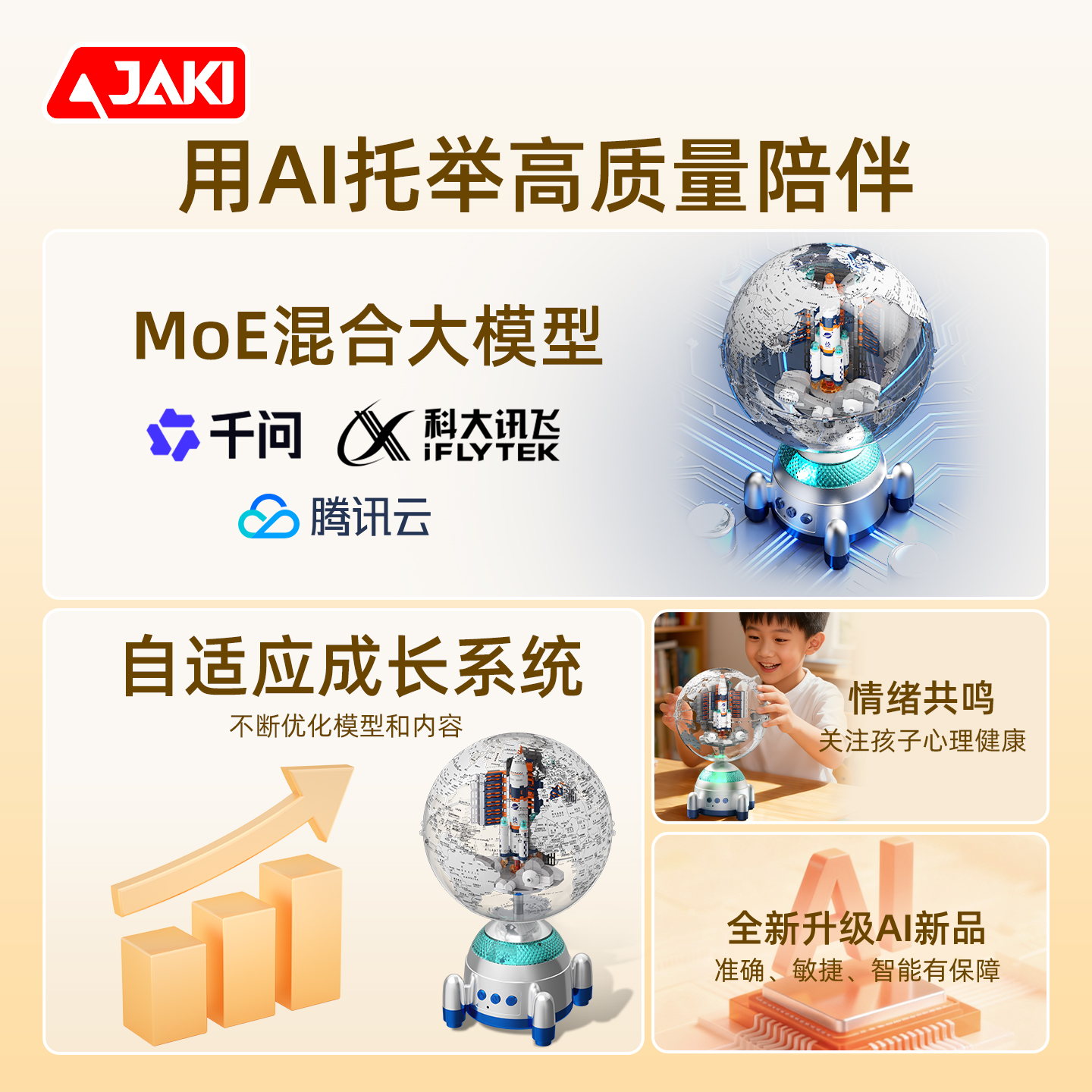 JAKI佳奇破晓航天AI地球仪积木人工智能玩具男孩益智圣诞礼物摆件 - 图0