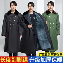 Lengthened military Grand-coat mens winter plus velvet thickened anti-chill warm cotton clothes security clothes Northeastern Laubao big cotton padded jacket