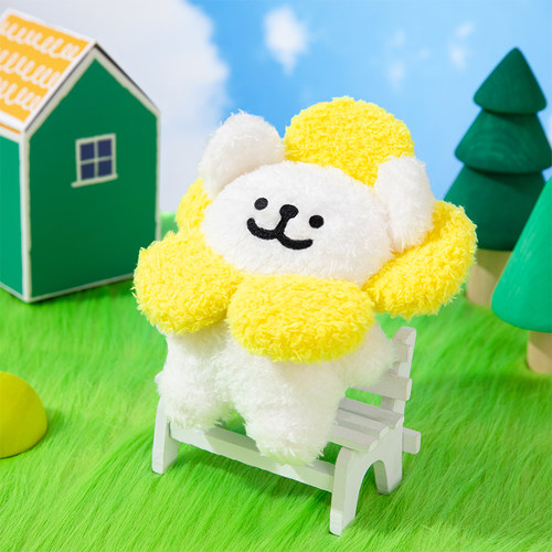 线条小狗Maltese原创爱心毛绒挂件书包背包挂饰太阳花小狗玩偶 - 图1