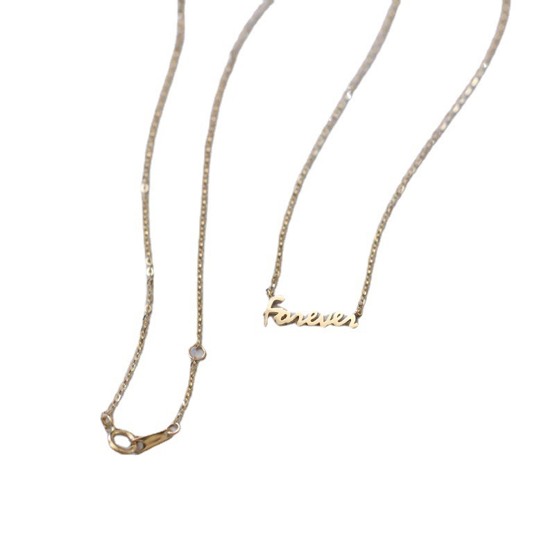 ROMANTIC925纯银英文Forever项链女气质小众个性锁骨链女友礼物 - 图3