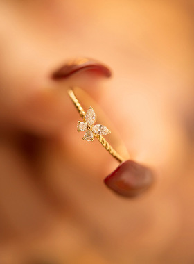 纯银蝴蝶戒指女小众简约纤细气质