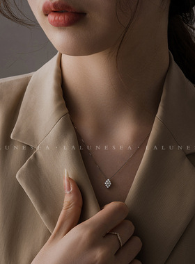 纯银项链水滴榄尖闪钻锁骨链气质